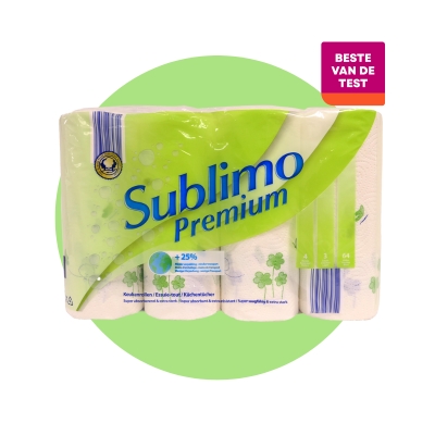 SUBLIMO Premium Keukenrollen 3-laags van Aldi  is Beste van de test van Testaankoop in 2025